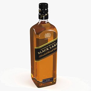 3D Johnnie Walker Black Label Scotch Whisky 12 Years Bottle