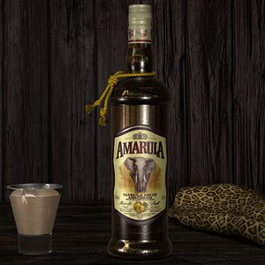 Photorealistic Amarula Bottle High Resolution for Cinema 4D with scene included.