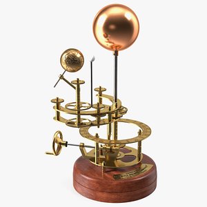 3D Antique Brass Orrery Solar System Rigged model