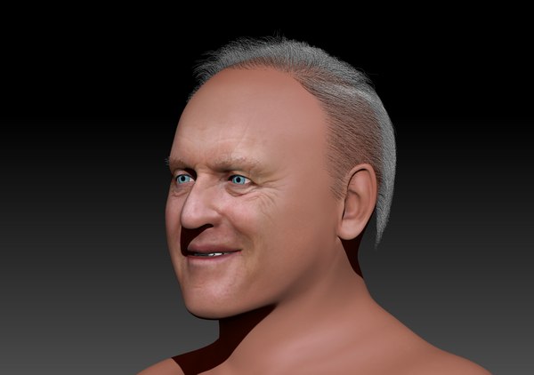3D Anthony Hopkins 3d zbrush sculpting Render in pictures only. The video is for sculpture model before model