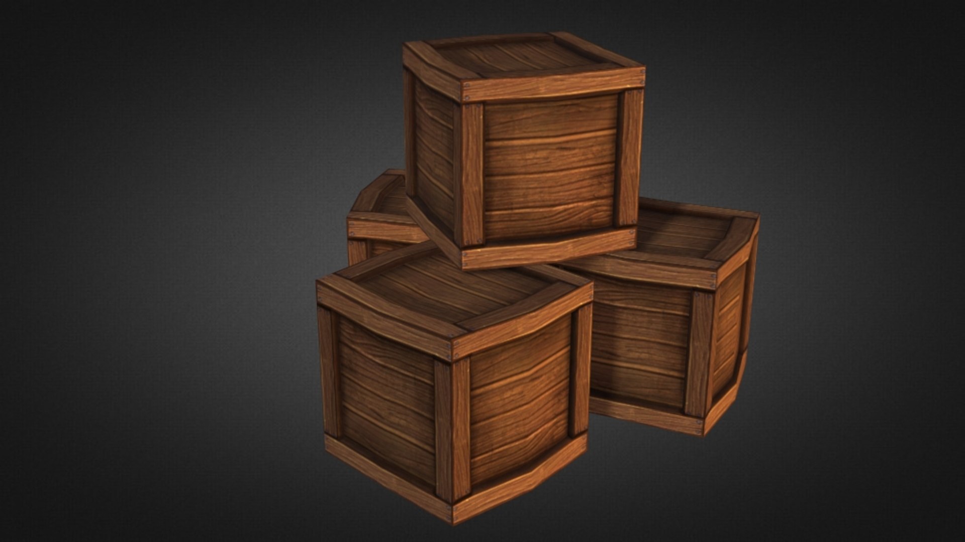 3d Model Crate Toon