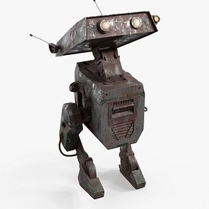 AI Assistant Mech Unit Old Rusted Rigged 3D model