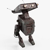 AI Assistant Mech Unit Old Rusted Rigged