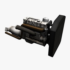 3d low-poly truck engine model