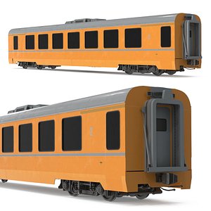 Economy-Class Passenger Coach with Air Vents Yellow Simplified