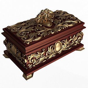 3D Casket Carved 09 Red