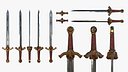 Fantasy Sword RPG European Knightly Sword  Riding  Double Edged  Shortsword  Arming  Straight