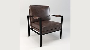 3D Brown Leather Accent Chair