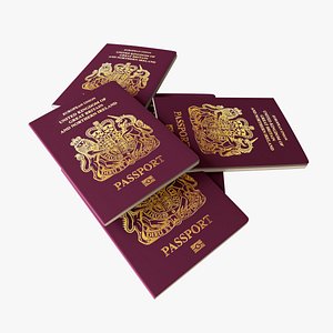 Passport Stack 2 - UK Red - Simple drag and drop texture - 3D Assets