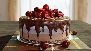 3D Cherry Cake model