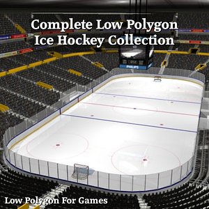 Complete Low Polygon Ice Hockey Arena Collection