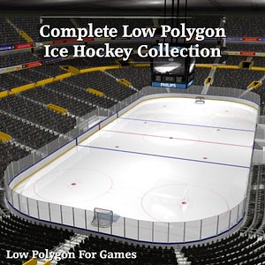 Complete Low Polygon Ice Hockey Arena Collection