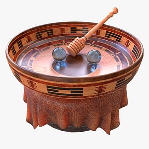 Wooden dish with trigrams 3D model