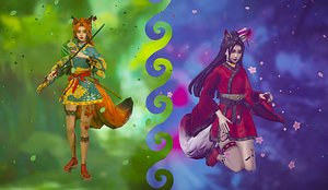 3D Forest and Night Kitsune