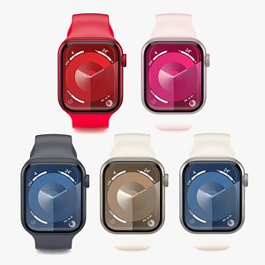 3D All the colors of the Apple Watch Series 9 Aluminum model