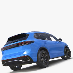 3D Modern Blue Crossover SUV Rigged for Cinema 4D