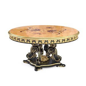 Black inlaid center table by Modenese