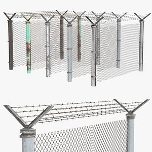 3D Barbed Wire Fence v9