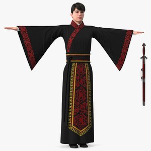 Chinese Young Man Traditional Style T-pose
