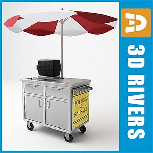 3d hot dog cart stand model