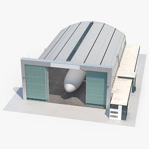 3D Airship Hangar with Blimp model
