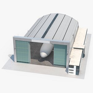 Airship Hangar with Blimp