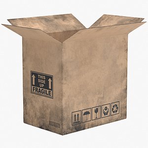 Cardboard Box 5 Worn Open 3D model