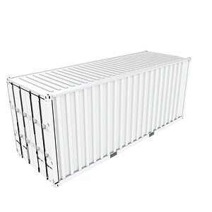 3D 20 ft ISO Container White model