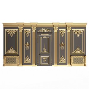 3D model Boiserie Classic Wall with Mouldings 07 Black