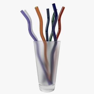 3D Corrugated Straw In A Glass