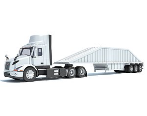 Semi Truck with Bottom Dump Trailer 3D model