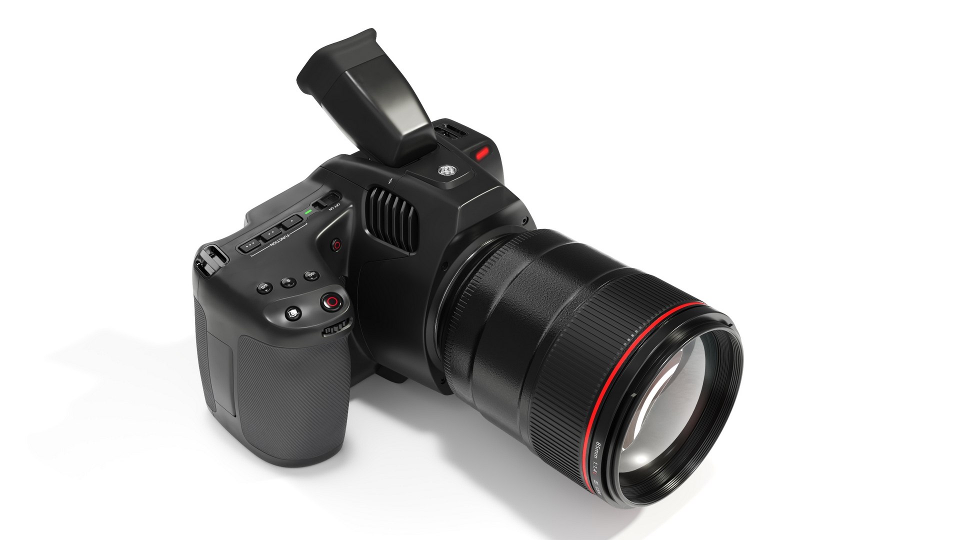 Professional Cinema Camera Premium Light On with Lens 3D model preview