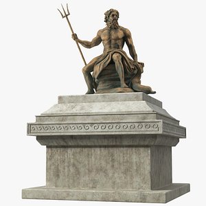 Poseidon Bronze Statue with Pedestal