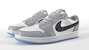 3D Jordan 1 Retro Low Dior PBR model