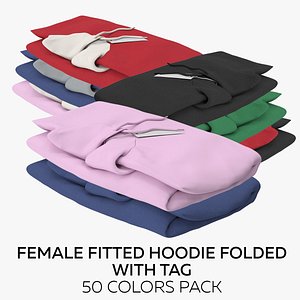 Female Fitted Hoodie Folded With Tag 50 Colors Pack model