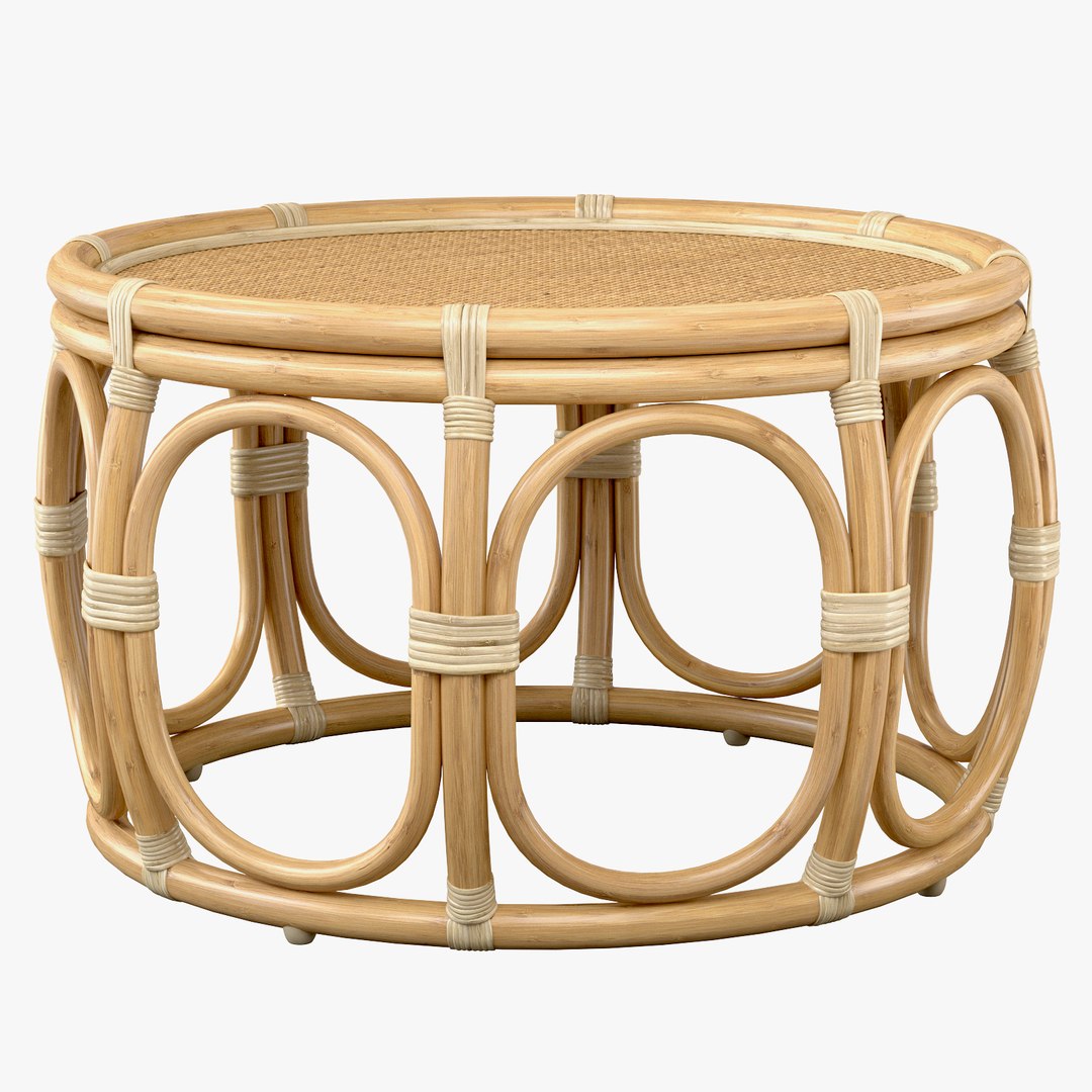 Ter Round Wicker rattan bamboo table 3D model - TurboSquid 2103177
