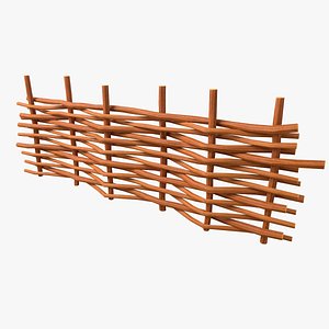 Cartoon Wattle Fence 01 3D