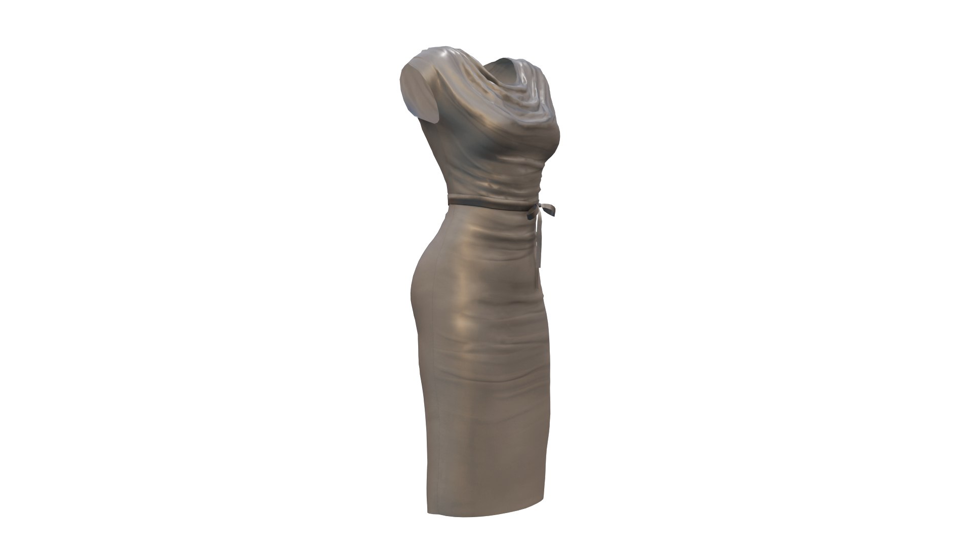 Printed and Textured Halter Neck Draped Dress With 3D Motif Embellished Collar main image 0