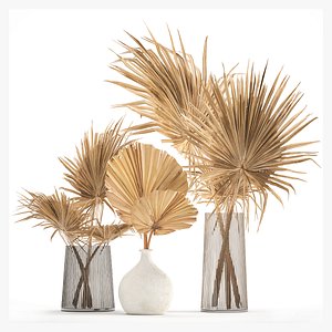3D Floral bouquet of dry palm leaves in a vase 133