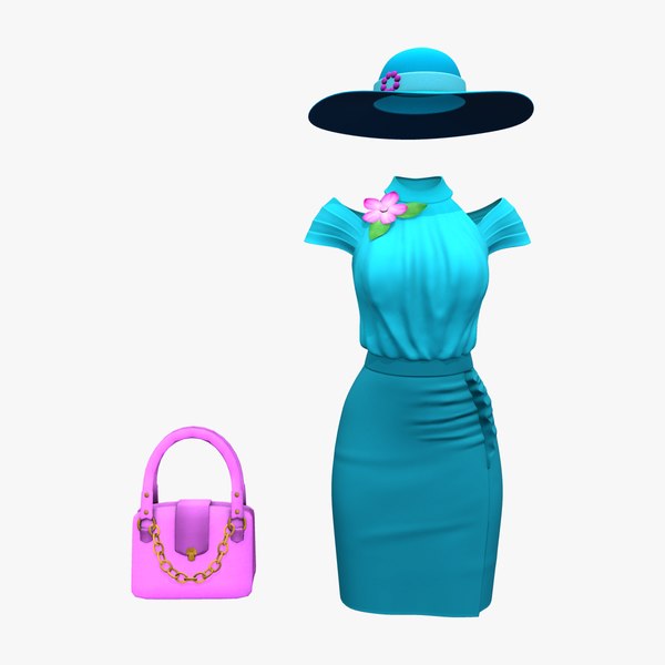 Full Teal Spring Summer Going Shopping Outfit 3D