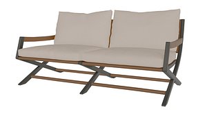 Flexform Emily Wood Bench low-poly