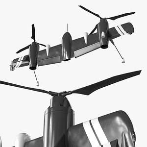 Prototype UAV Rotor Wing Technology Black Rigged for Cinema 4D 3D model