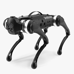 3D Black Unitree Go1 Quadruped model