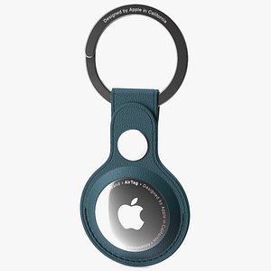 Apple AirTag Leather Key Ring Blue 3D model
