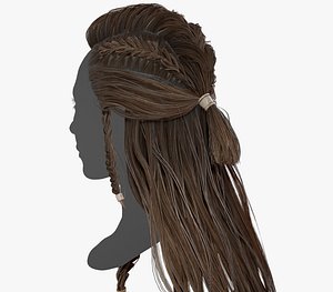 3D Real-time Female Hair Style 1 - Viking Hair model