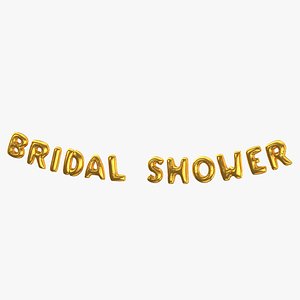 Foil Baloon Words Bridal Shower Gold