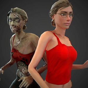 civilian and zombie rigged girl