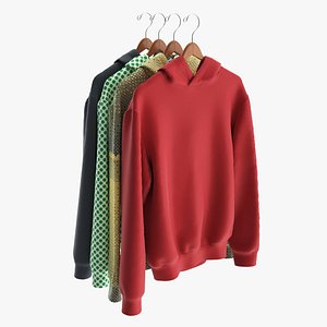 3D Clothing Oversized Hoodies Long Sleeve on Hanger 1 model