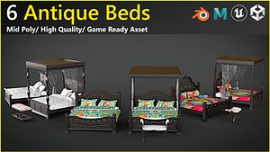 3D model Bed Collection- Game Ready