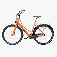 Realistic 3D Model of Orange Dutch City Electric Bicycle PBR Textured